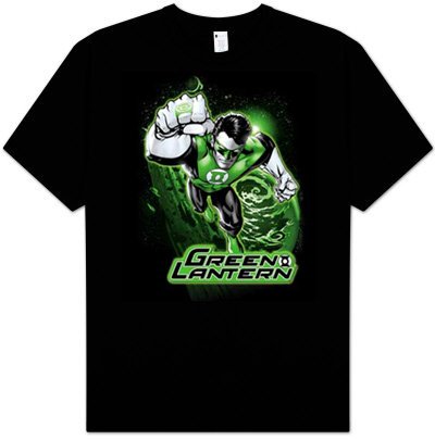  Green Lantern Superhero T-shirt - Green and Gray Justice League Adult Black Tee