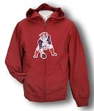 New England Patriots NFL Men's Vintage Logo Zip Hoodie, Hooded Fleece Jacket, Red