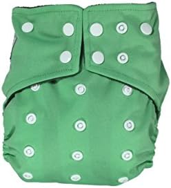 Charcoal Bamboo, Double Gusset, Pocket Diaper with 4 Layer Charcoal Bamboo Insert (Green)