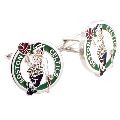 Green and White Boston Celtics Cufflinks With Gift Box