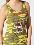 Ed Hardy Yellow/Green Camoflage Heart/Dagger/Heart Tank Top