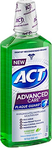 ACT Advanced Care Plaque Guard Mouthwash, Clean Mint 18 oz