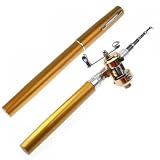 Golden Mini Tasche Aluminum Legierung Fish Pen Angelrute Pole mit Angelrolle