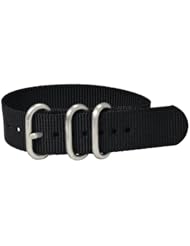Premium 3 Ring 24mm Solid Black Urban / Nato Military Nylon Watch Band / Strap Fits All Watches!!!