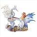 MAGICAL FAIRY WITH SILVER DRAGON FIGURE FIGURINE STATUE