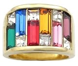 14K Gold Plated Mulicolor CZ Right Hand Ring/Band