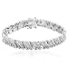 Platinum Plated Sterling Silver Genuine Diamond Accent Scroll Link Line Bracelet, 7.25"
