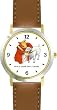 Mary Had A Little Lamb No.2 - from Mother Goose by Artist: Sylvia Long - WATCHBUDDY&reg; DELUXE TWO-TONE THEME WATCH - Arabic Numbers - Brown Leather Strap-Size-Large ( Men's Size or Jumbo Women's Size )