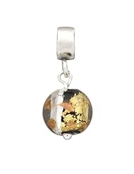 925 Sterling Silver Clear W/ Black & Gold Glass Bead For Chamilia, Pandora, Biagi, Personality, Reflections And More Charm Bracelets