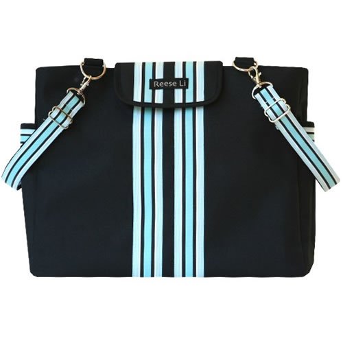 Black Baby Blue Lexington Diaper Bag