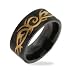 Men's Stainless Steel Black Plate Tribal Design Ring
