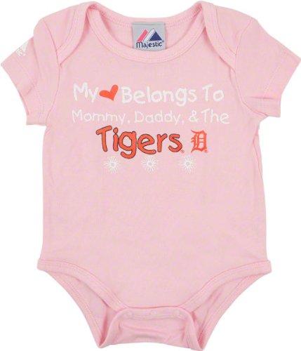 Detroit Tigers Newborn/Infant Girls Pink 'My Heart Belongs To' Creeper