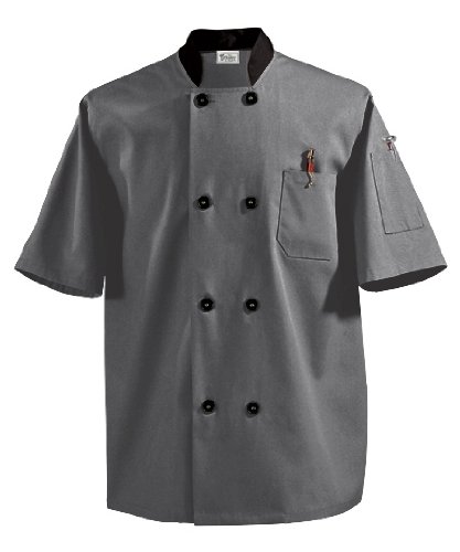 Fashion Lightweight Chef Coat, Charcoal/ Black, X-Large
