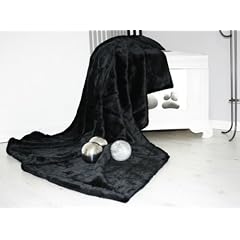Nerzdecke Fellplaid Plaid Tagesdecke schwarz 200x150cm