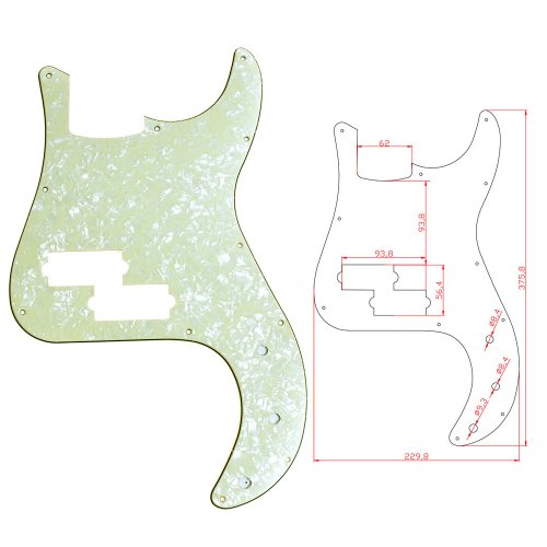 100 pcs Mint Green Precision P Bass Pickguard Pearloid For Fender 3PLY 11Hole