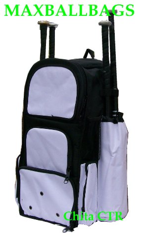 Black & White Chita CTR Softball Baseball Bat Equipment Roller Backpack