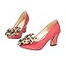 Charm Foot Fashion Bows Womens High Heel Chunky Heel Pumps Shoes