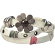 Sunflower White PU Leather Vintage Style Exotic Wrapped Fashion Snap Bracelet