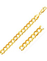 10.0mm 14K Yellow Gold Solid Curb Chain
