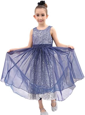 Bow Dream Flower Girl's Dress Organza Navy Blue 12