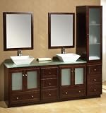 Ronbow MC6050 White Shaker Bathroom Vanity Set with Two Square Ceramic Vessel Sinks and Two Mirrors