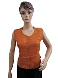 Womens New Fashion Orange Embroidered Blouse Sleeveless Tunic Top Small Size