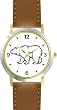 Polar Bear Animal - WATCHBUDDY&reg; DELUXE TWO-TONE THEME WATCH - Arabic Numbers - Brown Leather Strap-Size-Large ( Men's Size or Jumbo Women's Size )