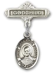 Sterling Silver Baby Badge with St. Josemaria Escriva Charm and Godchild Badge Pin