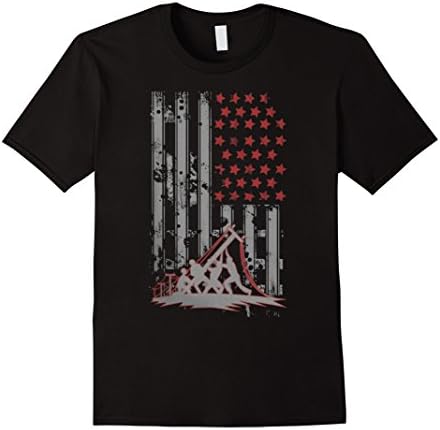 Men's Lineman Shirts - American Flag Lineman 2XL Black