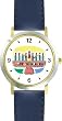 Hanukkah Candle Holder or Chanukia Judaica Jewish Theme - WATCHBUDDY&reg; DELUXE TWO-TONE THEME WATCH - Arabic Numbers - Blue Leather Strap-Women's Size-Small