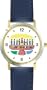 Hanukkah Candle Holder or Chanukia Judaica Jewish Theme - WATCHBUDDY� DELUXE TWO-TONE THEME WATCH - Arabic Numbers - Blue Leather Strap-Women's Size-Small
