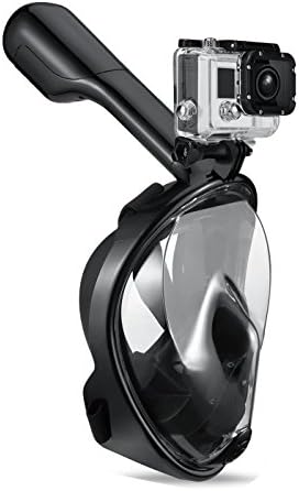USmore Snorkel Mask for Adults and Youth Full Face Desgin with Anti-fog Technology Easy Free Breath Mask (Gopro black, Large/Extra Large)