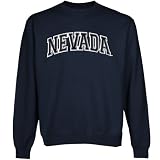 NCAA Nevada Wolf Pack Navy Blue Arch Applique Crew Neck Fleece Sweatshirt