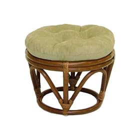 Click here to buy Rattan Papasan Footstool with Microsuede Cushion by Brookstone.
