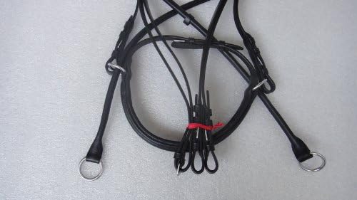 STUNNI Genuine Leather Horse Bitless Bridle with Reins (Black, X-Large)