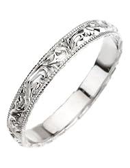 Platinum 3mm Hand Engraved Band