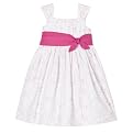 Girls' Dress with Pink Embroidery - White