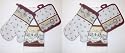 "TEA FOR TWO" 2 KITCHEN TOWELS, 2 OVEN MITTS & 2 POT HOLDERS - 6 PIECE SET