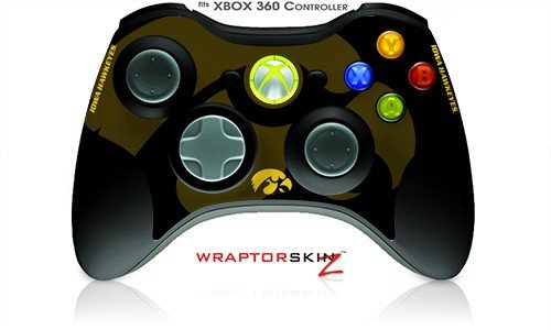 XBOX 360 Wireless Controller Skin - Iowa Hawkeyes Tigerhawk Gold on Black (Controller Not Included)