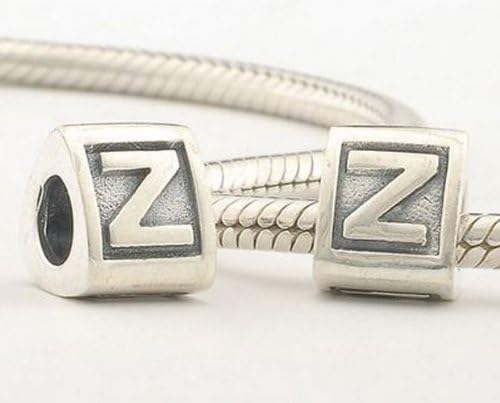 DUMAN 1pc Beads 925 Sterling Silver Charms Triangle Alphabet Beads letter Z Compatible with Pandora Chamilia Kay Troll Bracelet