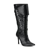 Best Price Womens Sexy 3 3/4 High Heel Knee High Boot Pirate Costume Accessory Strap Accents Black