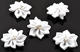 Angel Malone 10 x WHITE Satin Flower Diamante Embellishments. Great for all your Crafts: Card Making, Scrapbooking, Sewing, Wedding Favours & Lots more...
