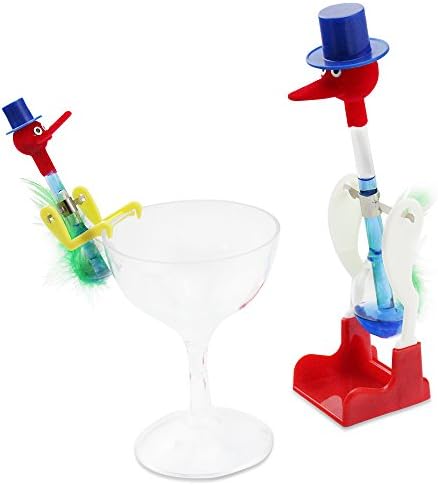 QianHai Novelty Retro Glass Happy Drinking Bird Bobbing Lucky Toy Gift w/Cup (L and S)