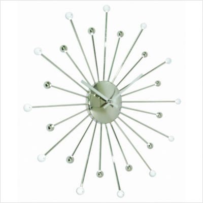 Starburst Wall Clock in Shiny Silvertone