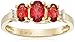 10k Yellow Gold January Birthstone 3-Stone Garnet with Diamond-Accent Ring, Size 7