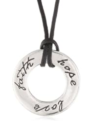 Bob Siemon Pewter Faith-Hope-Love and 1 Cor. 13:13 Pendant Necklace, 24"