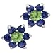 CZ Sapphire Peridot Sterling Silver Flower Stud Earrings