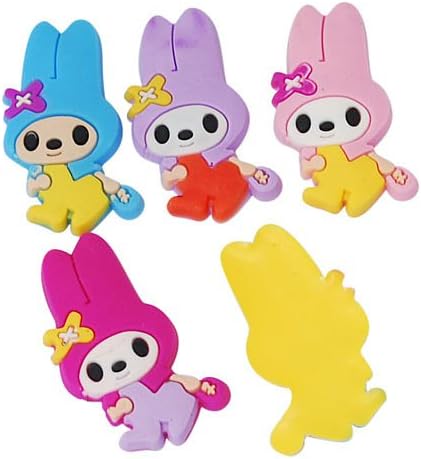 DIY Jewelry Making: 12 pcs PVC Plastic Cabochons, Bunny Rabbit, Mixed Color, Size: about 29mm long, 14mm wide, 3mm thick