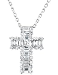 Baguette and Round Diamond Fashion Cross 3/4ctw