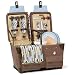 Outdoor Living : Picnic Time Pioneer Driftwood Canvas Basket w/ Deluxe Service For 2 (Driftwood)
